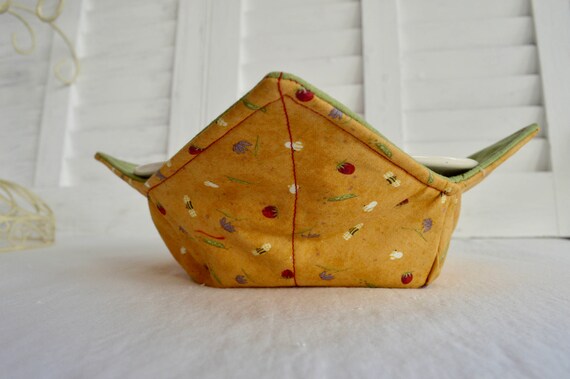 Microwavable Bowl Cozy, Reversible Bowl Cozy, Set of Two Bowl Cozies
