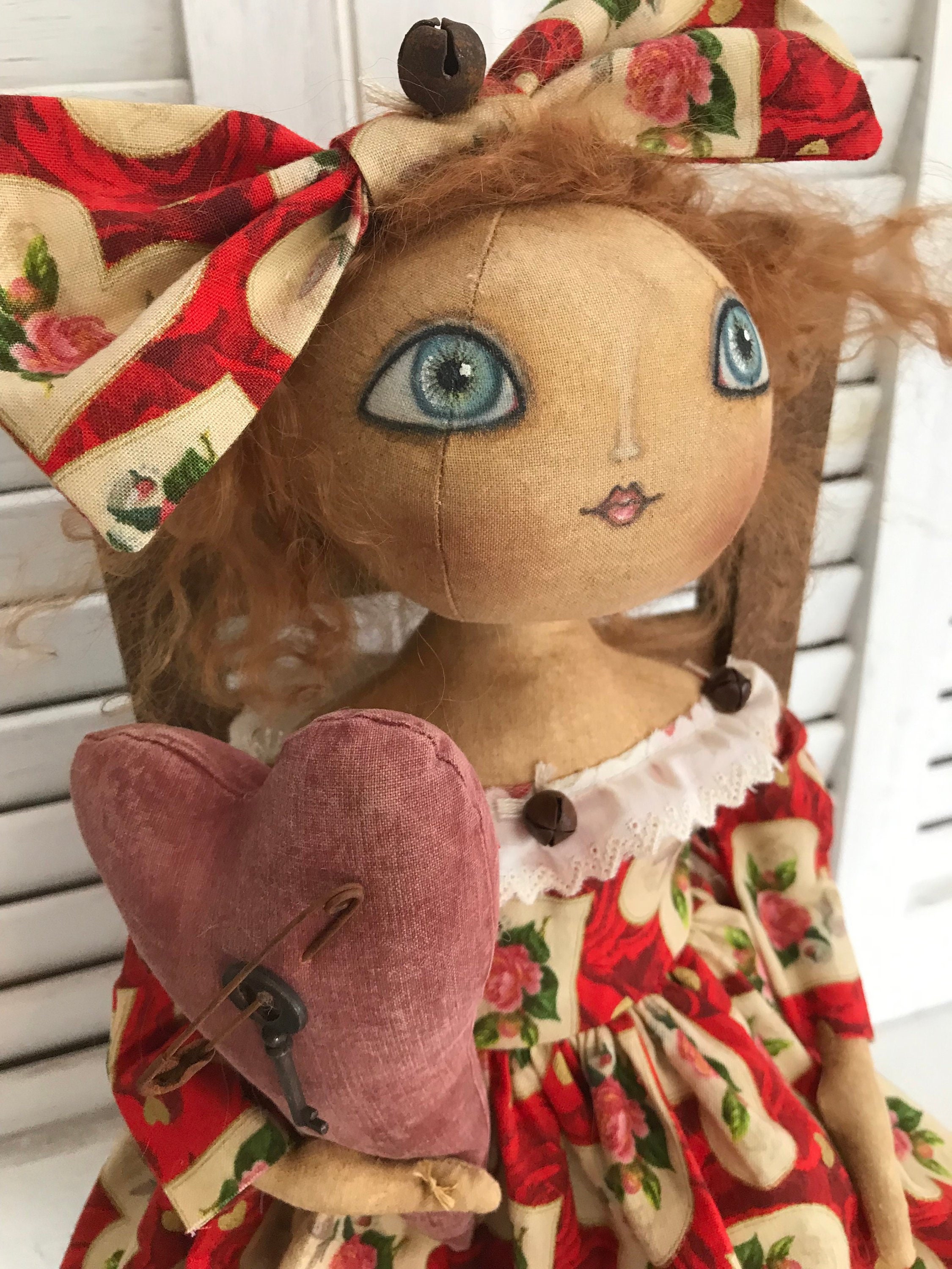Primitive Folk Art Valentine Doll Primitive Doll Valentine Doll