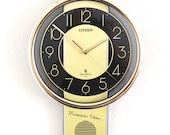 CITIZEN Wall Clock Q43100 016 SLIMLINE Volume Control WESTMINSTER Chime Rare Clock . Offered with a One Years Guarantee