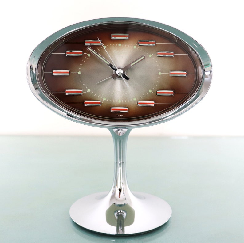 RHYTHM CLOCK Mantel Alarm 51141 Vintage CHROME Metal Etsy