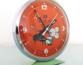 FIVE RAMS Mantel Alarm Clock Vintage ANIMATED Elephant Collectors Item Space Age Clock. Offered With a One Years Guarantee