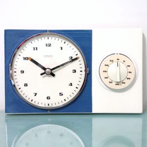 KIENZLE Top! Wall Clock Vintage CERAMIC! Kitchen Timer 1960s Germany Glass Window Chrome Fully Restored Serviced One Year Guarantee 7 Jewels