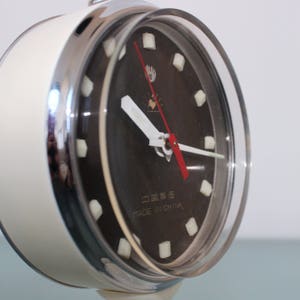 FIVE RAMS Alarm Mantel Clock UNUSUAL Top! Mid Century Chrome Rare ...