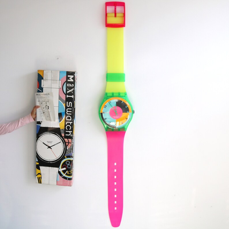 Swatch Neon Maxi 1988 Wall Clock Top Very Rare Model 83 Inch - Swatch Wall Clock Swatch Neon Maxi 1988 Wall Clock Top Very Rare Model 83 Inch - Swatch Wall Clock