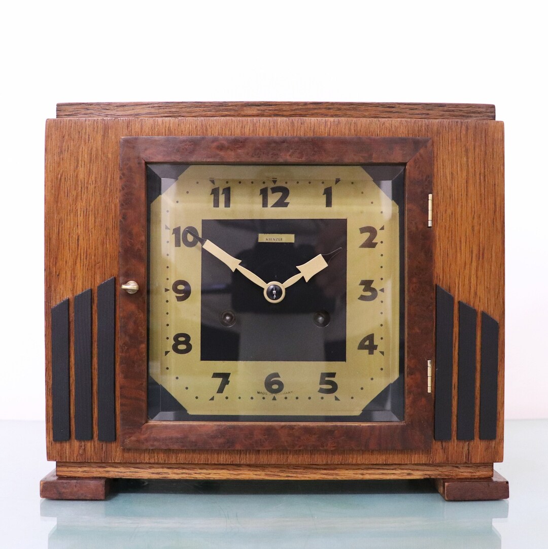 KIENZLE Mantel TOP Clock Antique Art Deco Amsterdam School SPECIAL Dial