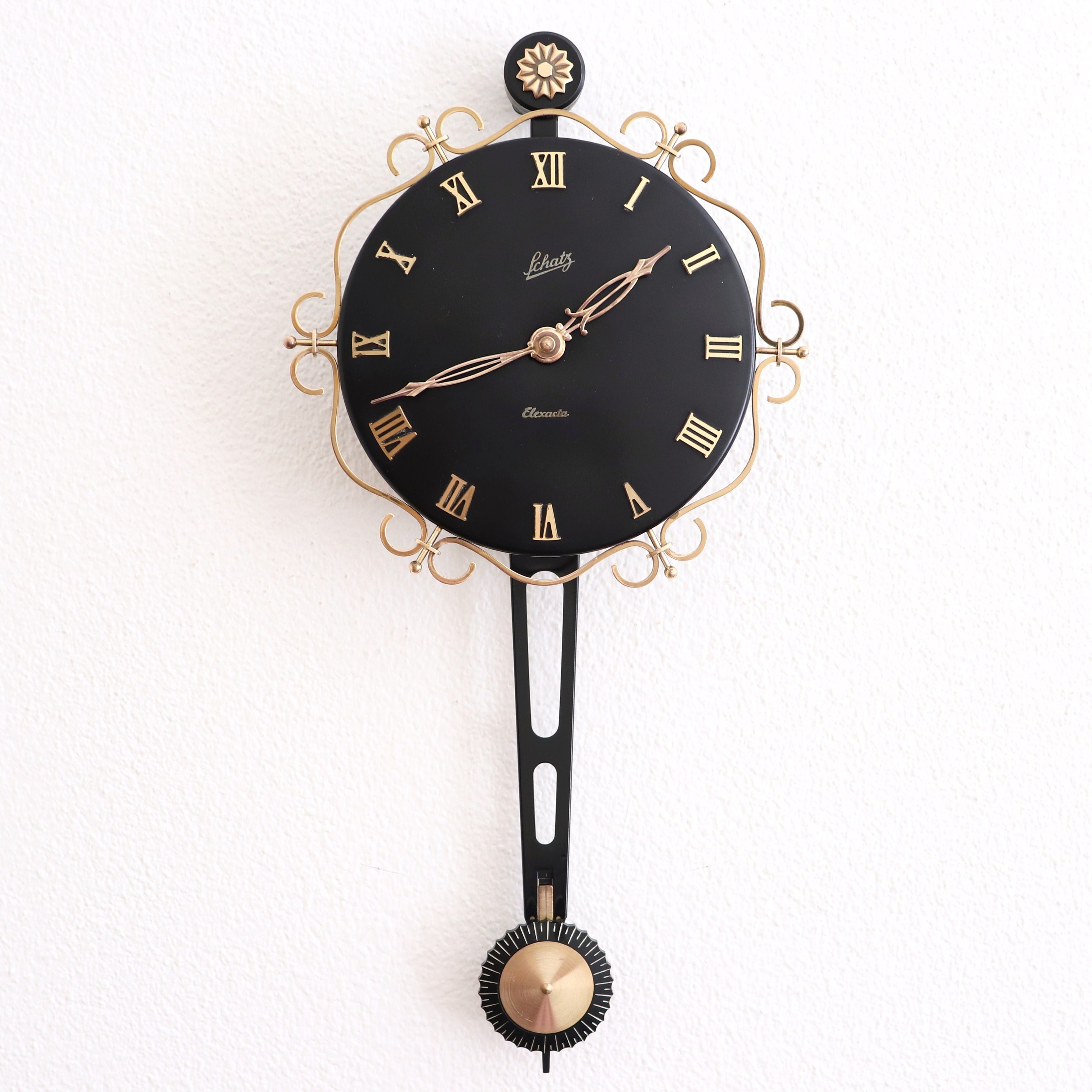 【ジャンク】Schatz Elexacta EL67 振り子時計 SCHATZ ELEXACTA Vintage Wall Clock Rare Model! Germany PENDULUM