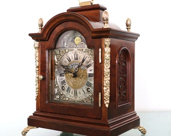 WARMINK Mantel Top Clock Vintage Dutch MOONPHASE! High Gloss! Chime on / off! Double Bell CHIME Dutch Restored Serviced One Years Guarantee!