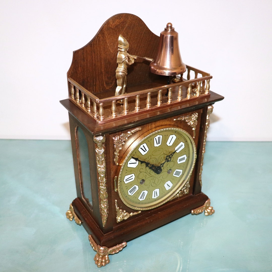 URGOS ANIMATED Feature Vintage Mantel Top Clock Bell Chime RARE Germany