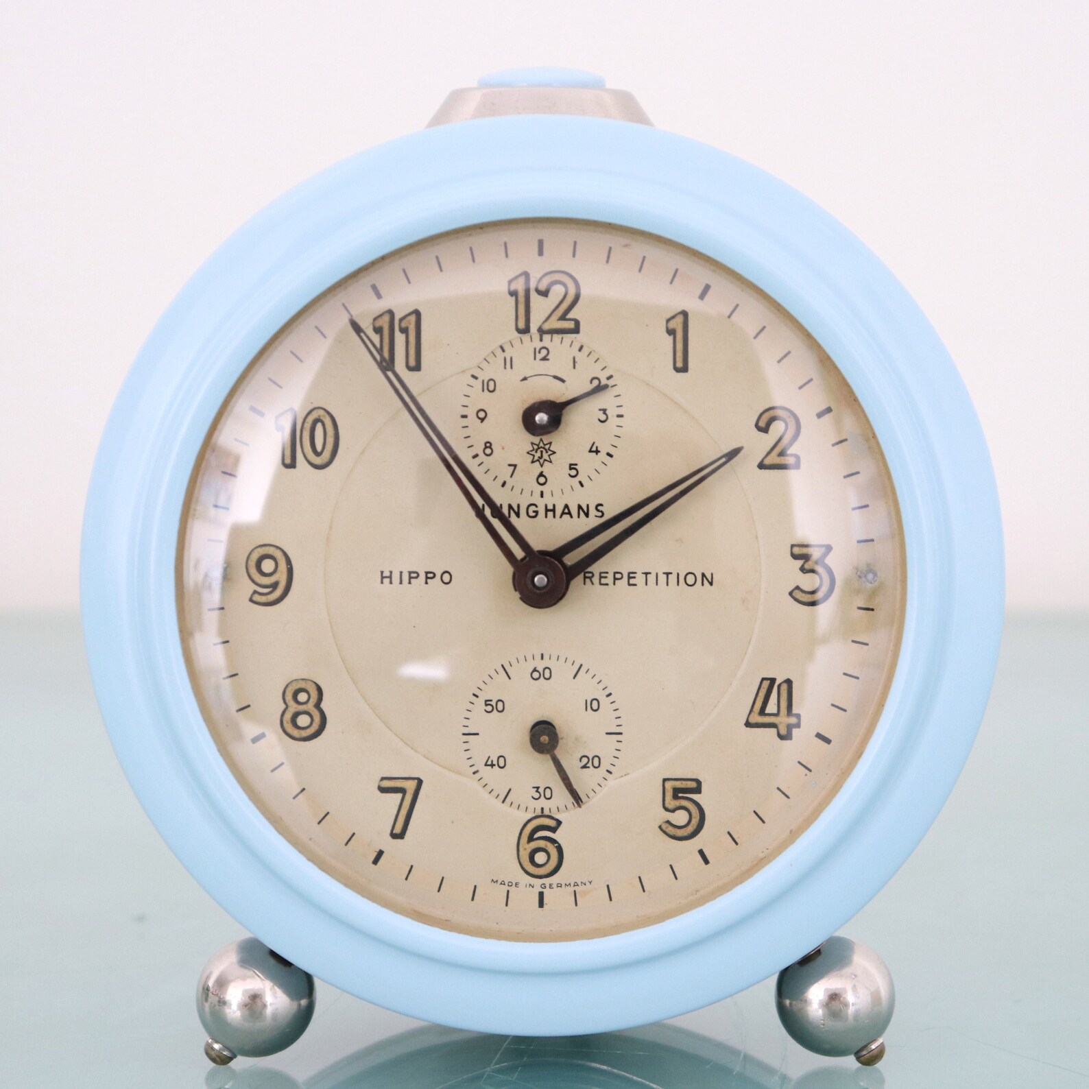 JUNGHANS HIPPO Alarm Mantel XXL Clock Vintage Blue Gloss Etsy