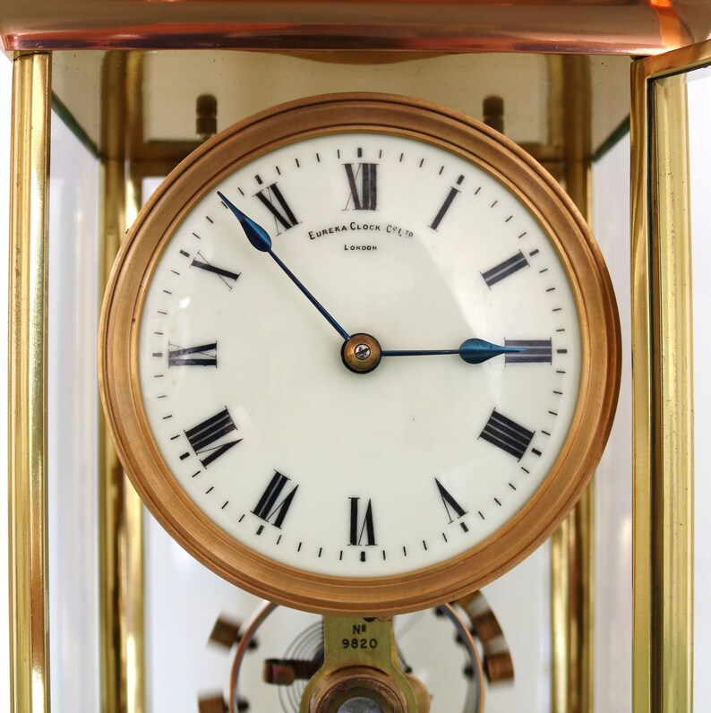 Antique EUREKA CLOCK Mantel 2 Doors Red & Yellow COPPER Etsy