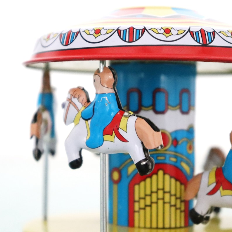 Wind up Karussell Blechspielzeug Kinder Spielzeug Sammlerstück Dekoration 