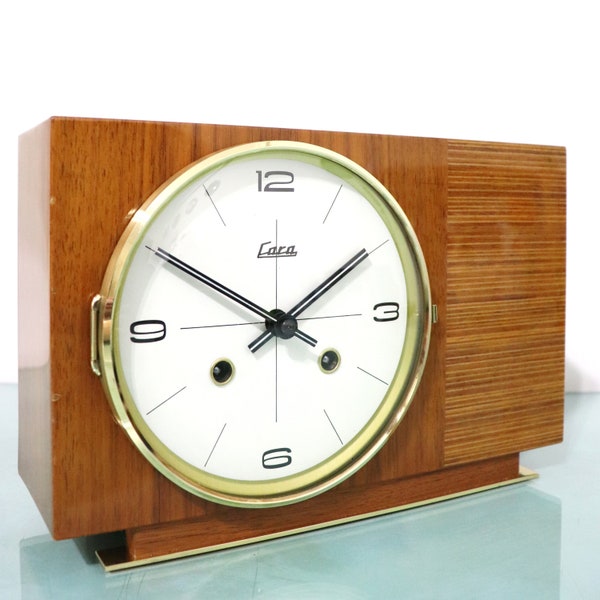 HERMLE Mantel Clock ICONIC! Vintage High Gloss! 1965 SQUARE Model! 3 Bar Chime Serviced Restored Super Rare Germany With One Year Guarantee!