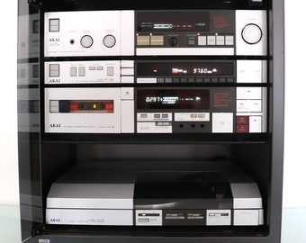 AKAI Top Range! PB Cube Set Turntable ap-d2 Amplifier am-u2 Cassette hx-3 Tuner AT-S3 Working! Silver Flat Design 1982 One Year Guarantee!