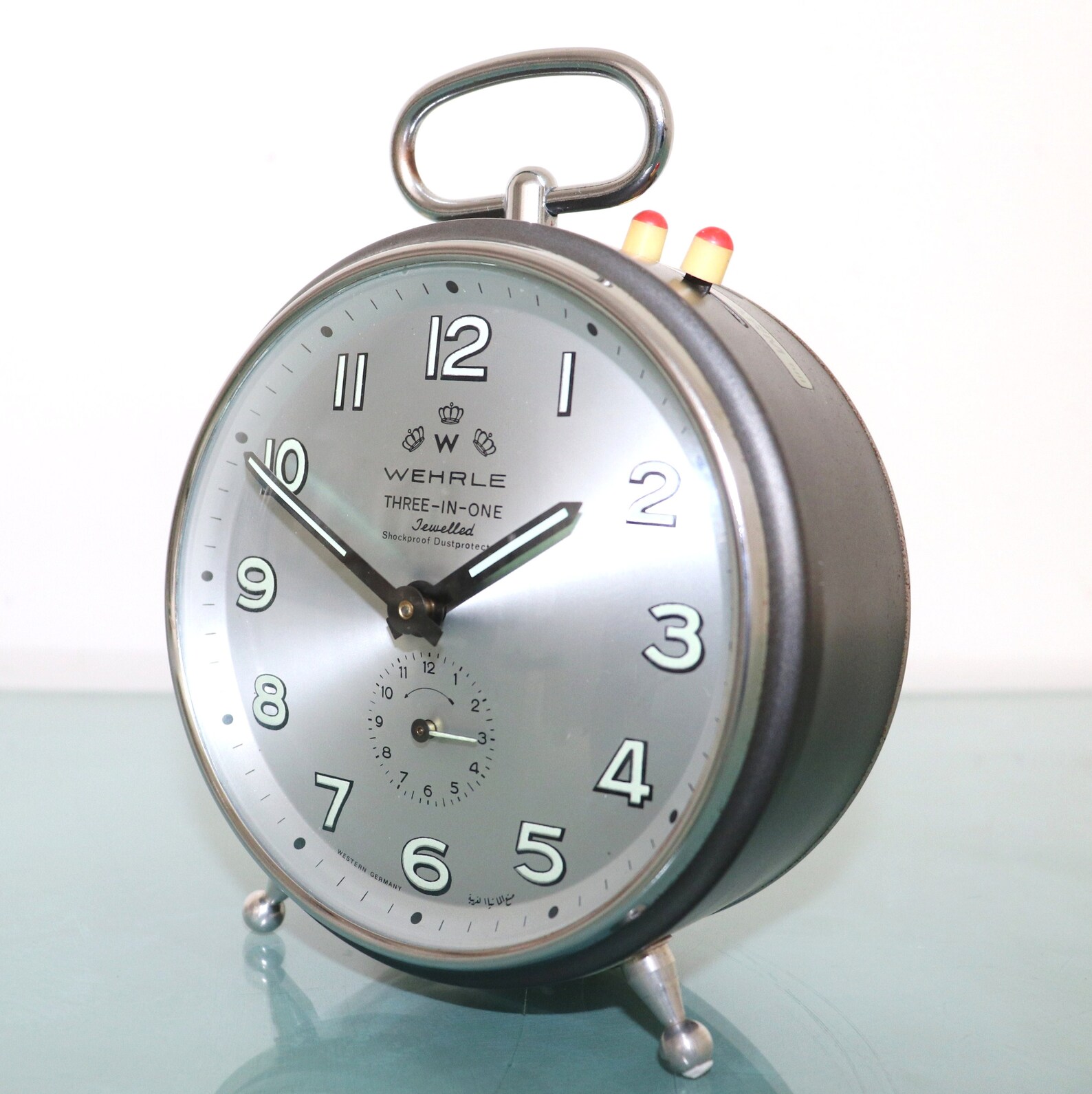 WEHRLE ALARM Clock Three In One Silver Dial STRIKING Vintage Etsy