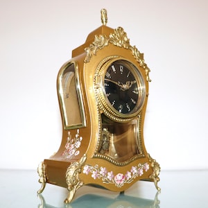 LE CASTEL Vintage Mantel Top! Clock Baby Mini SWISS! Neuchatel 8-dniowy mechanizm! Bardzo rzadki! Bell Swiss Serwisowany Odrestaurowany Roczna gwarancja!