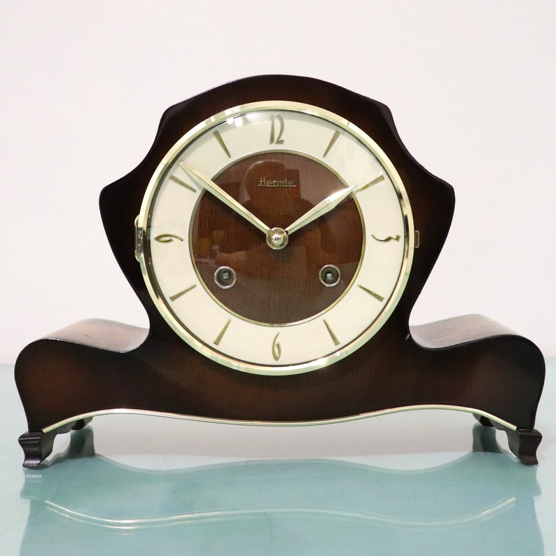 HERMLE Mantel Clock Vintage Design 1960s High Gloss Wood Mid Etsy