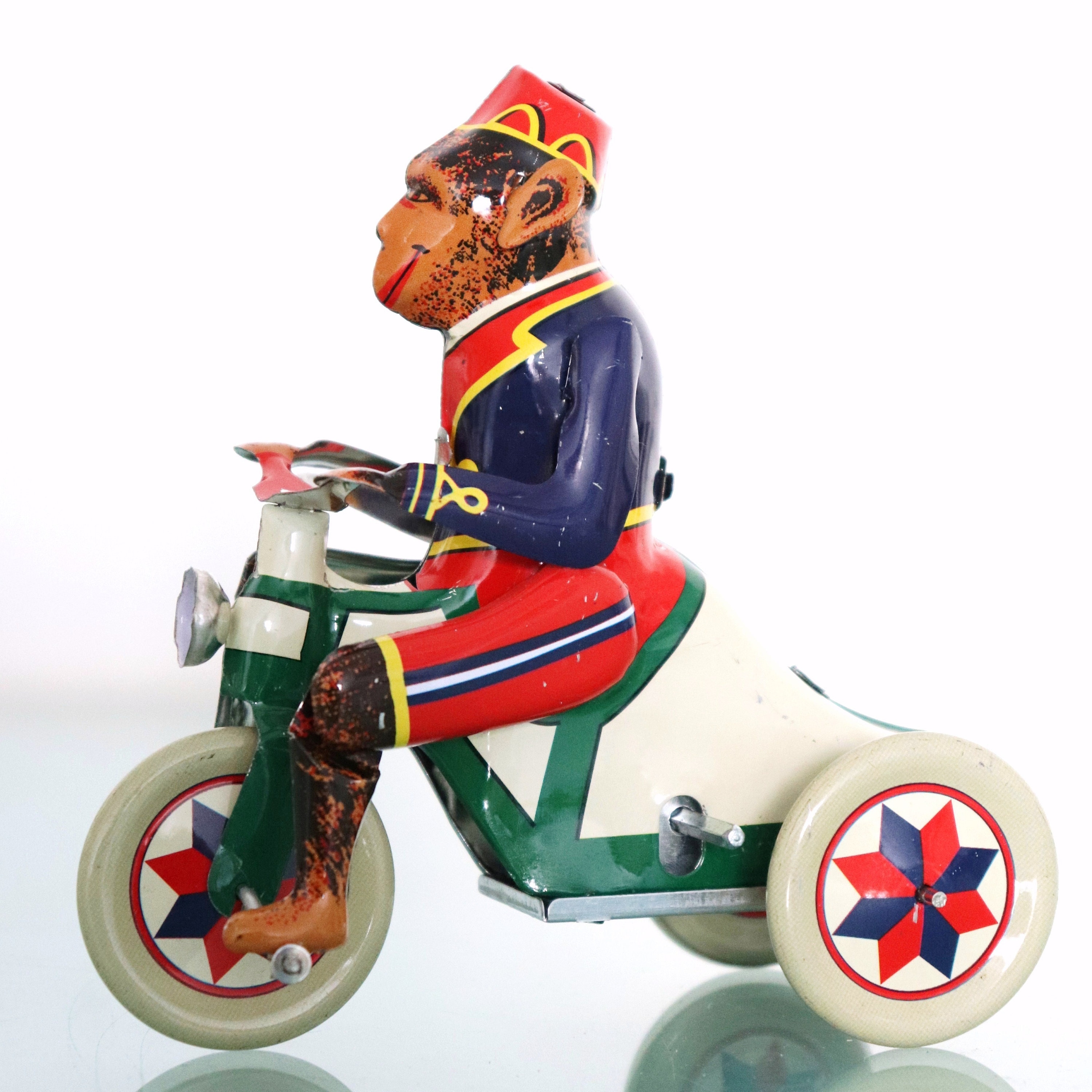 Tin Toy Vintage MONKEY Riding Tricycle Wind Up Driving | Etsy