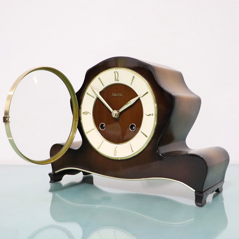 HERMLE Mantel Clock Vintage Design 1960s High Gloss Wood Mid Etsy