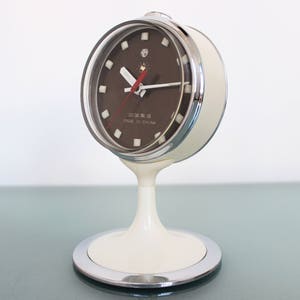 FIVE RAMS Alarm Mantel Clock UNUSUAL Top! Mid Century Chrome Rare ...