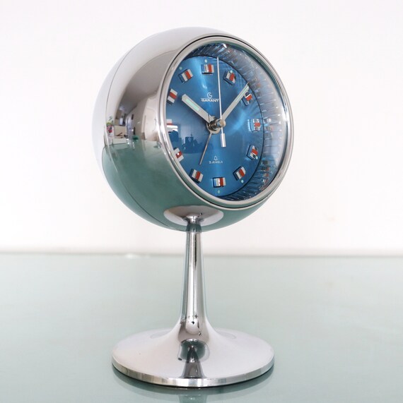 Rhythm Alarm Mantel Clock Full Chrome Top Space Age Rhythm Alarm Mantel Clock Full Chrome, Chrome Alarm Clock