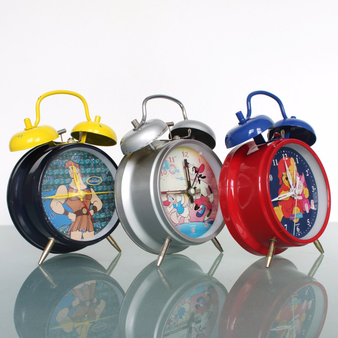 Disney Alarm CLOCK Mantel WIND UP Working Donald Duck Goofy Hercules
