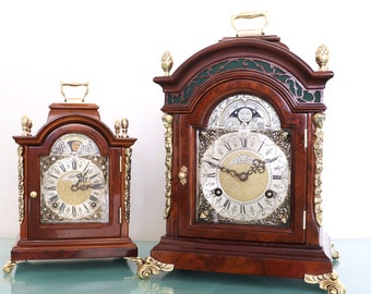 WARMINK Mantel Clock Vintage Top! Xxl MOONPHASE! High Gloss Double Bell CHIME! Vintage Dutch Clock. Offered With a One Year Guarantee!!