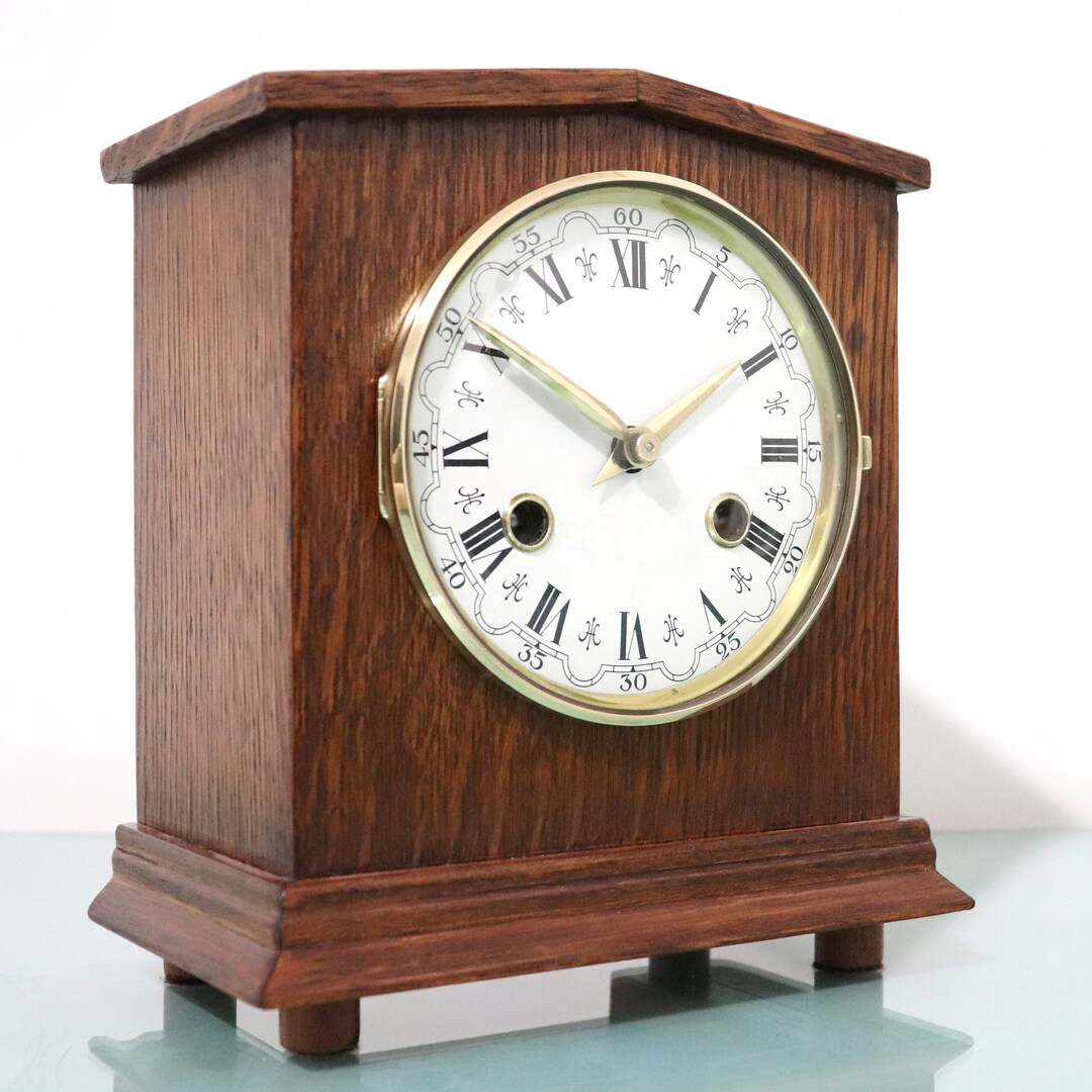 KIENZLE Mantel TOP Clock Vintage 1930s Chrome and Brass Features Warm 3