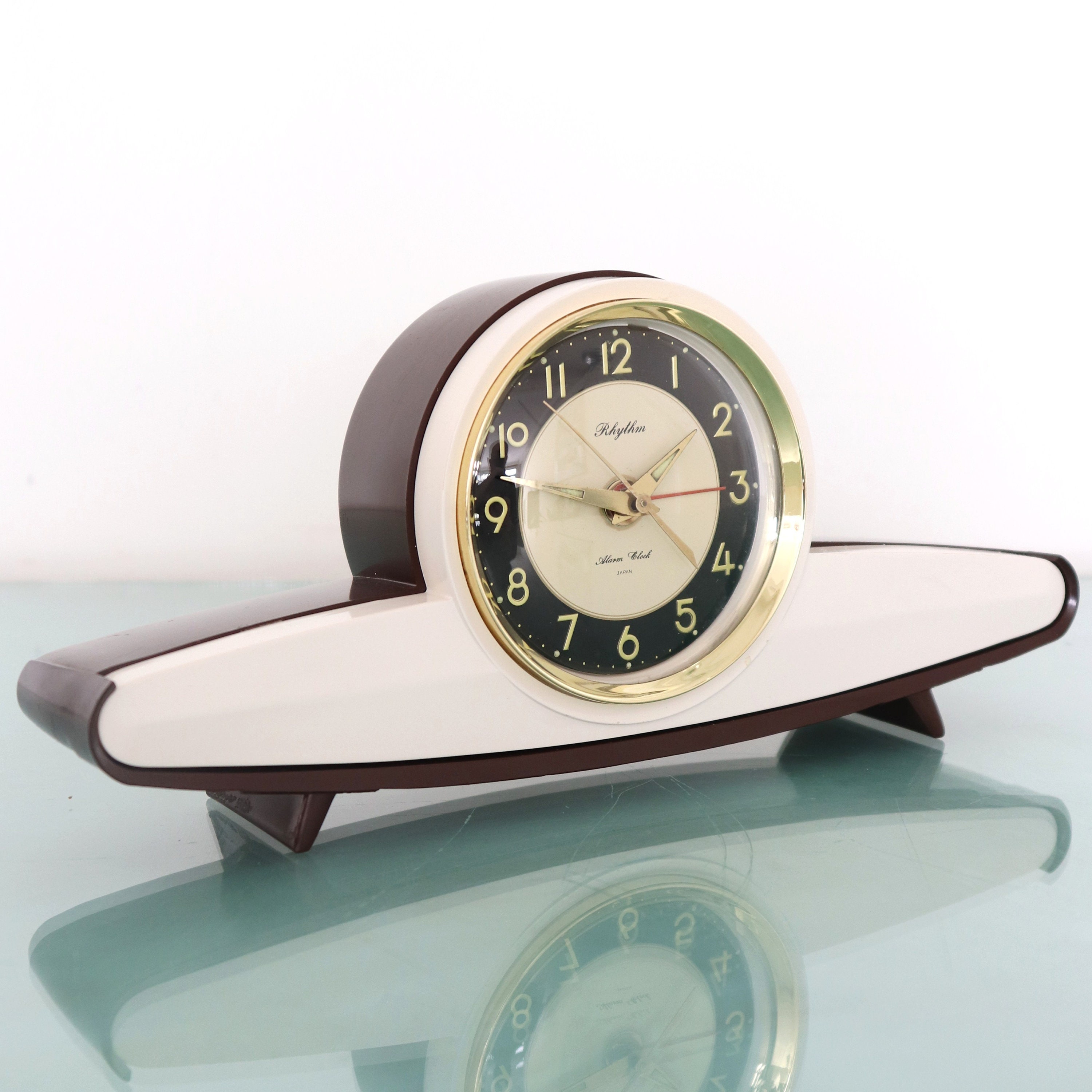 RHYTHM 5119 Vintage Alarm CLOCK Mantel Mid Century Retro RARE Etsy