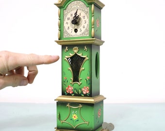 STAIGER MINI BABY Grandfathers Vintage Mantel Clock Germany Vintage Handpainted! Super Rare! Winding Serviced! Restored One Years Guarantee!