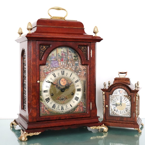 CHRISTIAAN HUYGENS Vintage Mantel Clock Triple Chimes MOVING Orchestra Animated Moonphase Westmin Whittington Winchester One Year Guarantee!