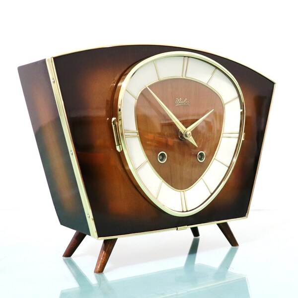 WUBA URGOS Mantel Clock ICONIC Model!! 1950s Vintage 3 Bar Chime High Gloss Multicolour! Serviced and Restored! Germany One Year Guarantee!!