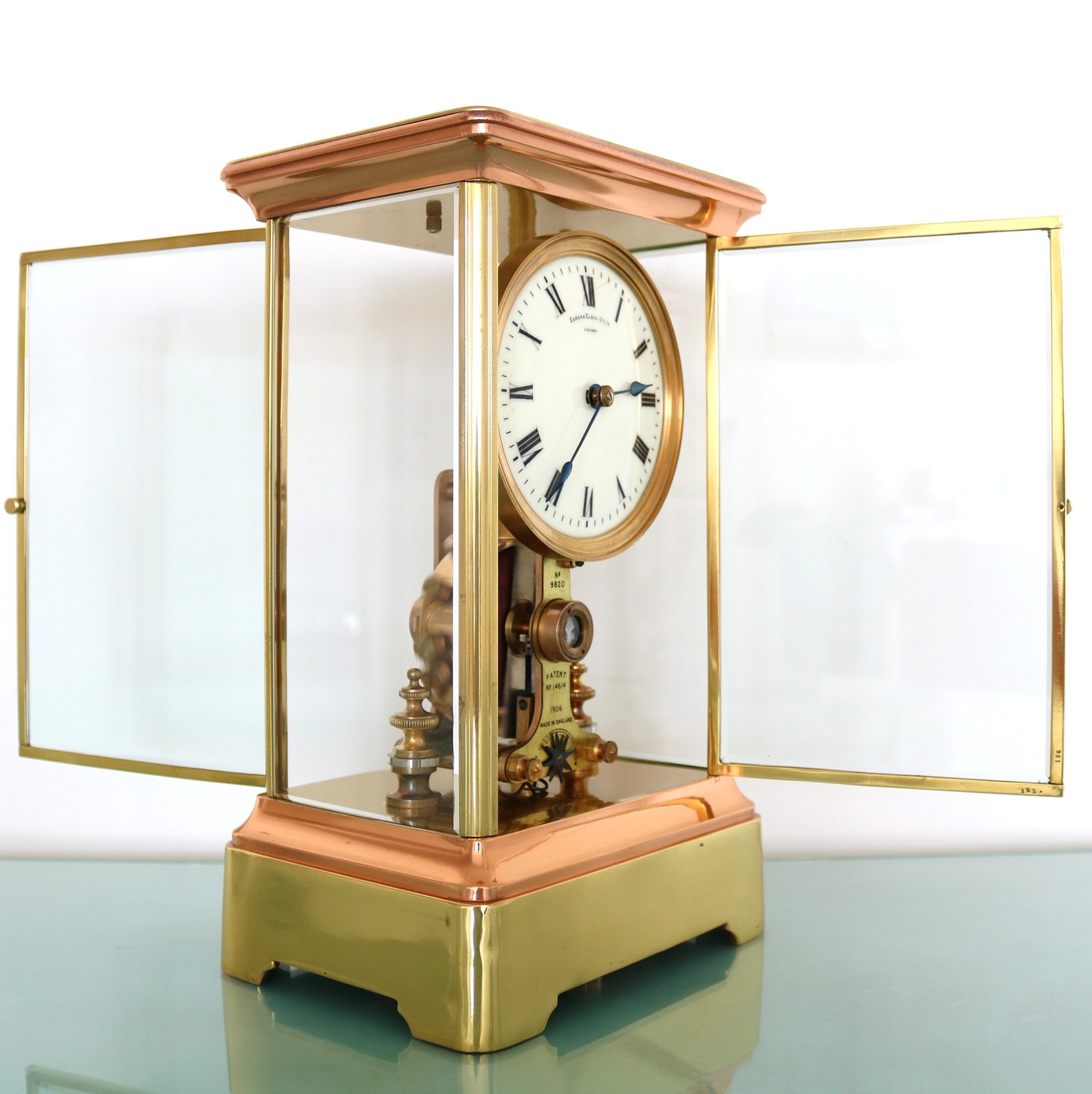 Antique EUREKA CLOCK Mantel 2 Doors Red & Yellow COPPER Etsy