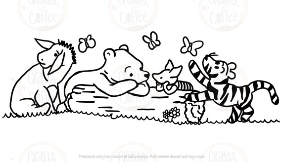 Original Pooh Bear Characters PNG &amp; JPG - Etsy