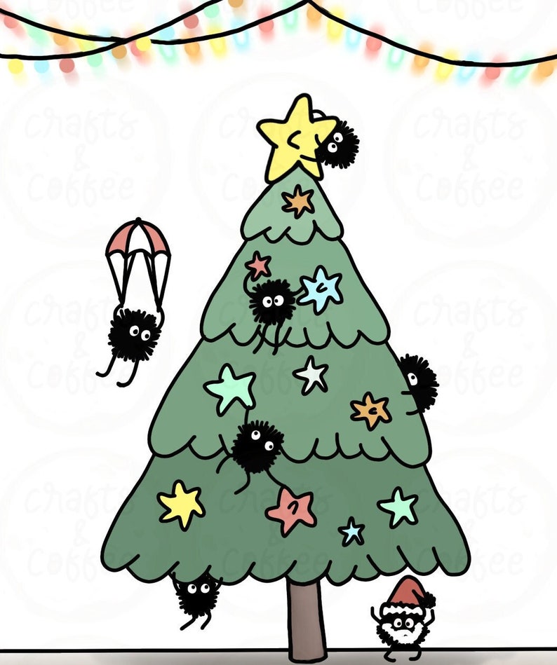 Totoro Soot Sprites Christmas Tree Printable Etsy