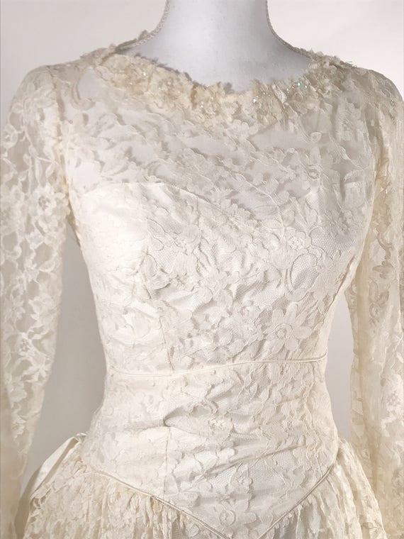 Vintage 50s Lace Wedding Gown - image 4