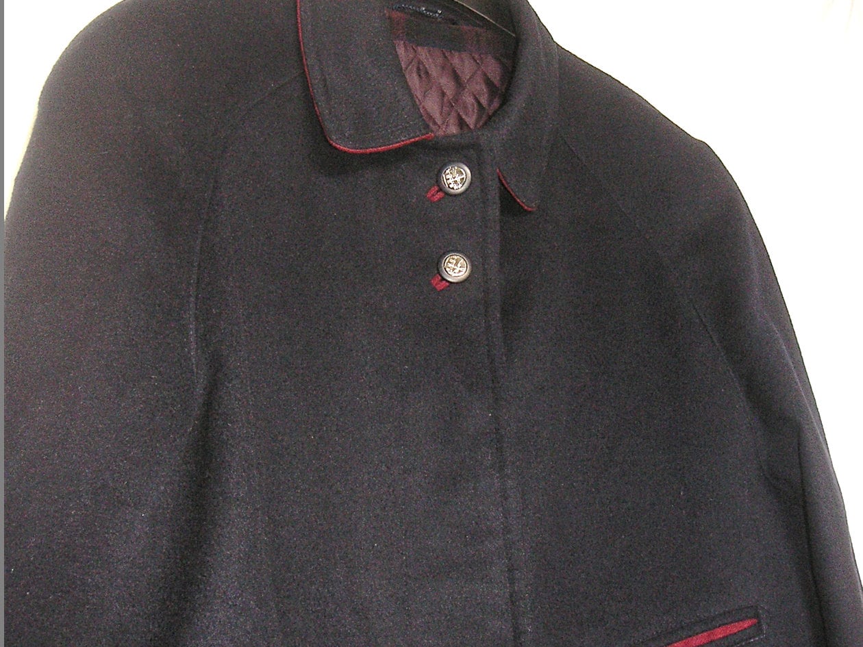 Vintage Blue Wool Winter Coat, Aquila Alpaca Loden Navy Overcoat