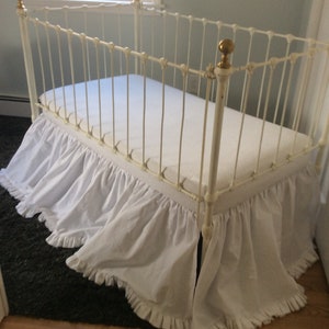Fairytale, Farm House, White Ruffled Crib Skirt- 100% Washed Cotton - Free Shipping