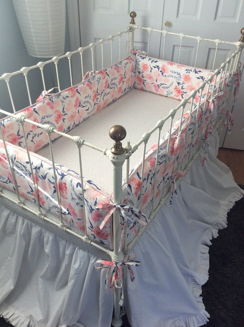 Blushpinknavy Water Color Baby Bedding Crib Sheet Nursing Etsy