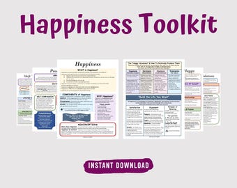 HAPPINESS worksheets printable, self-care, self-love, self-worth, mental health, mindset, mindfulness, purpose, compassion, confidence happy