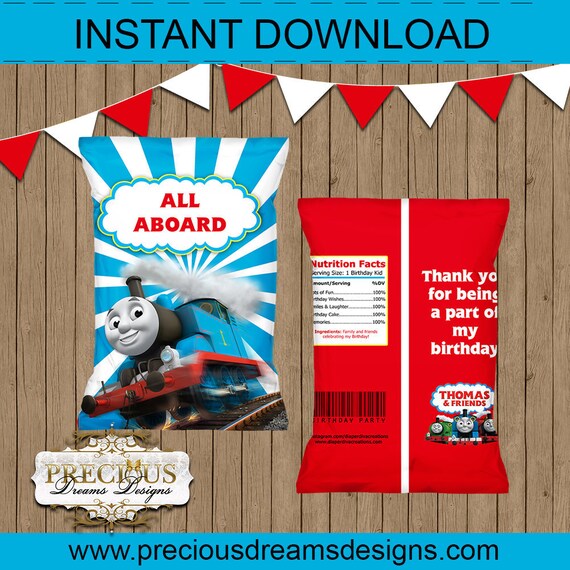 Thomas The Train Theme Favor Bag Little Man Party Chip Bag Etsy