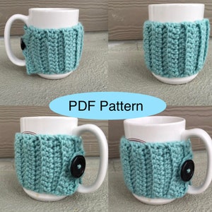 PATTERN Simple Ribbed Mug Cozy | PDF Crochet Mug Cozy Pattern | RIbbed Coffee Mug Cozy