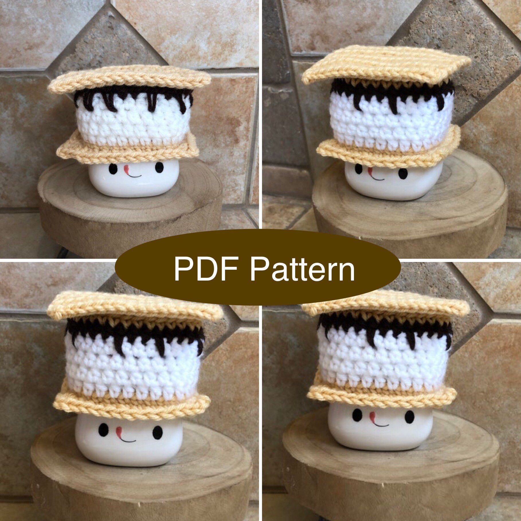PATTERN Ice Cream Marshmallow Mug Hat Crochet PATTERN PDF Digital