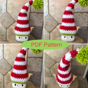 PATTERN Christmas Elf Marshmallow Mug Hat Crochet Pattern | Rae Dunn inspired Christmas decor for tiered tray display | PDF Pattern Elf Hat