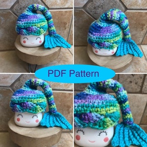 PATTERN Long Tail Mermaid Marshmallow Mug Hat Crochet PATTERN | Pattern for Rae Dunn inspired mug hats | Digital Download Mug Hat Pattern