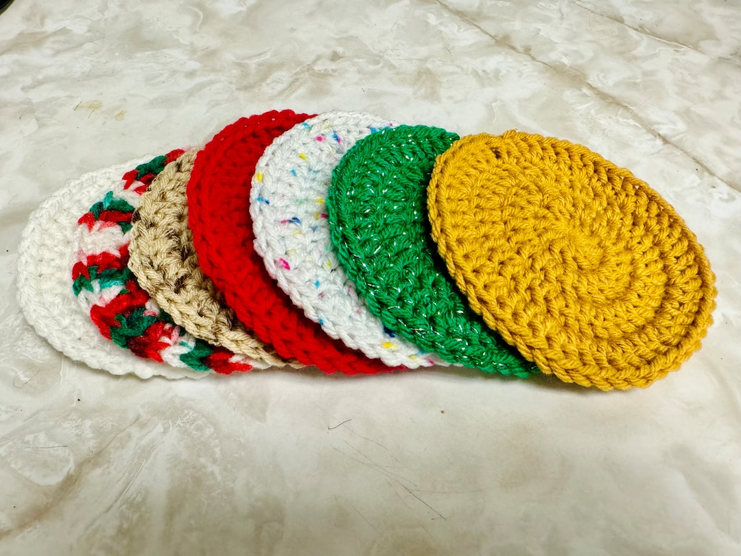 Handmade Crochet Basic Coasters / Crochet Coaster Gift Set / - Etsy