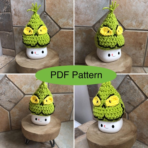 PATTERN Christmas Grouch Marshmallow Mug Hat Crochet PATTERN PDF | Pattern for Rae Dunn inspired mug hats | Digital Download Mug Hat Pattern