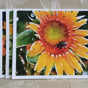 LowCountryNoteCards Girassóis Aquarela Papelaria