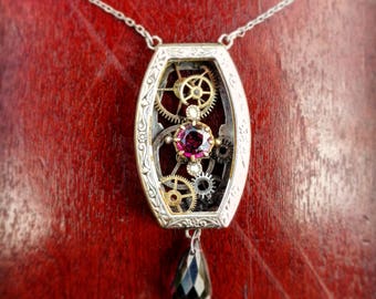 Vintage Steampunk Garnet Necklace
