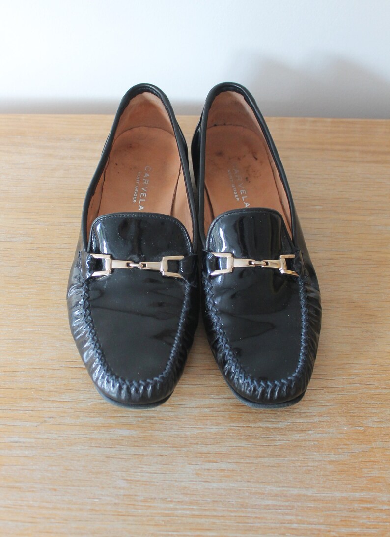 Vintage Carvela Classic Black Patent Leather Gold Fancy Clasp | Etsy