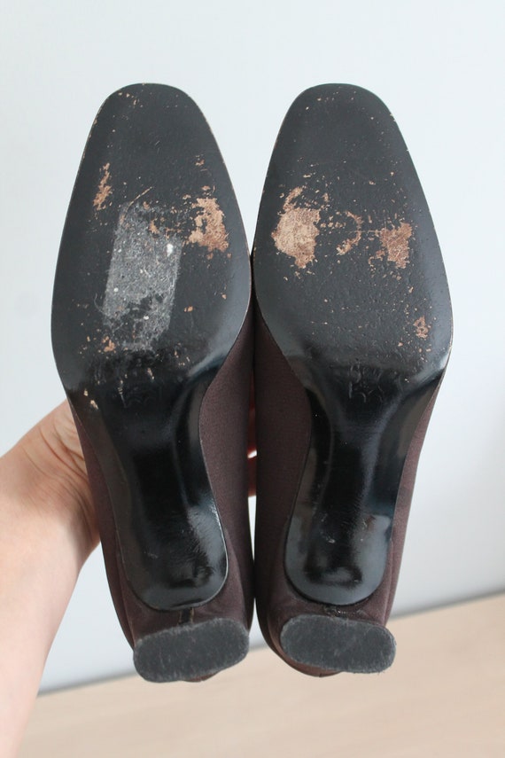 Vintage 1970 S Charles Jourdan Paris Brown Crepe Bow Front Reenactment Wartime Wedding Shoes Heels Size Uk 3 4 Eu 36 37 Us 5 6 Shoes Women S Shoes Valresa Com